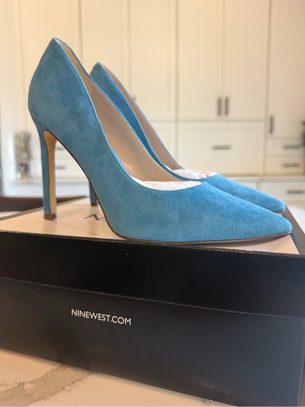 Nine West Teal Suede Pointed-Toe Stiletto Pumps